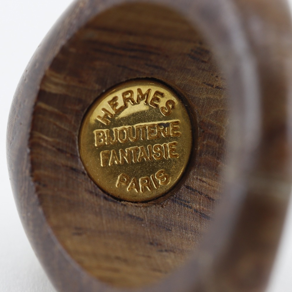 Hermes HERMES Sellier Ring, Size 13, Wood x Gold Plated, Brown, Approx. 5.4g,... - Picture 5 of 6